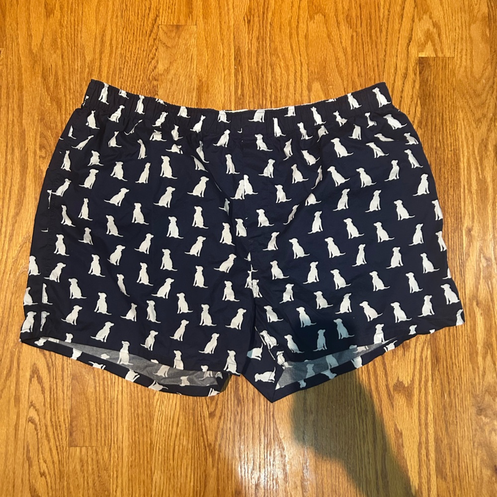 J. Crew Dark Blue Boxers with White Dog Pattern